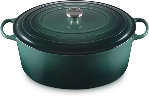 Vista 16 de Le Creuset - Olla holandés redonda con tapa de cocina, hecha de hierro fundido esmaltado, 6.75 cuartos de galón, color alcachofa, colección signature