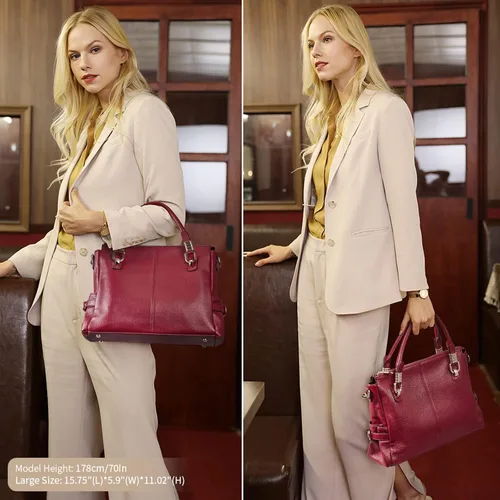 Vista 17 de Kattee Cartera bandolera estilo urbano de cuero para mujer