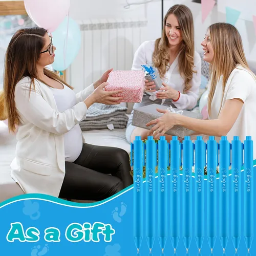 Vista 6 de Mototo 60 bolígrafos para baby shower, regalo de fiesta de bebé, bolígrafo azul retráctil con tinta negra para niños, invitados, profesores