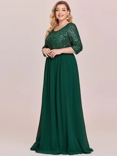 Vista 3 de Ever-Pretty 0683-PZ - Vestido largo de noche con lentejuelas y cuello redondo para mujer