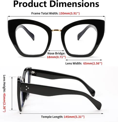 Vista 6 de FEISEDY Gafas de gran tamaño con bloqueo de luz azul retro Cateye para computadora para mujeres B4107