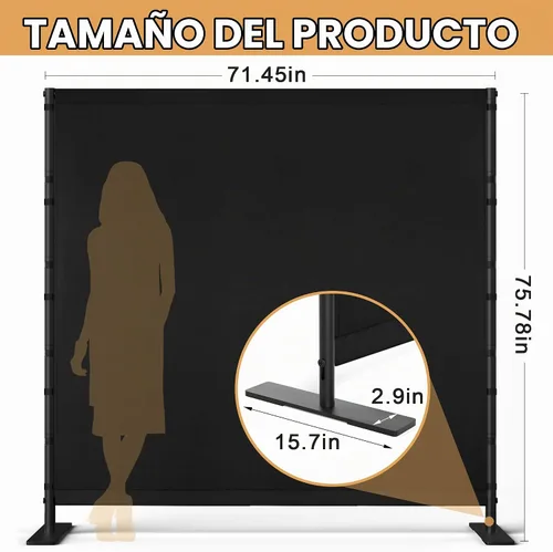 Vista 2 de Panel divisor de habitación, pantalla de privacidad grande de 6 pies