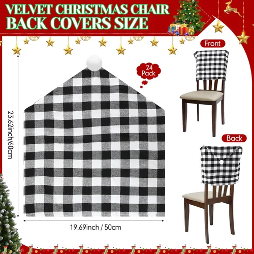 Vista 2 de Peryiter 24 piezas de decoraciones navideñas para sillas, fundas protectoras de terciopelo para sillas de comedor de Navidad, para cocina