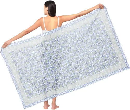 Vista 5 de Pareo de playa para traje de baño para mujer, falda envolvente con estampado a mano
