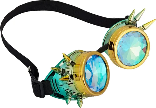Vista 93 de Gafas caleidoscopio para raves trippy psicodélico steampunk con lentes de cristal de difracción de prisma arcoíris
