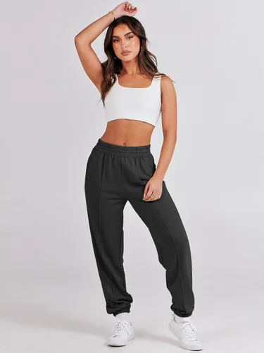 Vista 6 de ANRABESS Pantalones deportivos holgados de cintura alta para mujer, pantalones deportivos con parte inferior de cincha