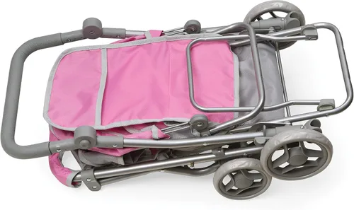 Vista 7 de Badger Basket carriola doble para muñecas - Carrito para muñeca bebé con asientos ajustables y canastilla de almacenamiento - Se ajusta a muñecas