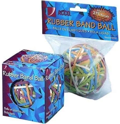 Vista 3 de ACCO 72155, pelota de bandas elásticas de varios colores (275 bandas por pelota). Caja con 1 pelota, Variados