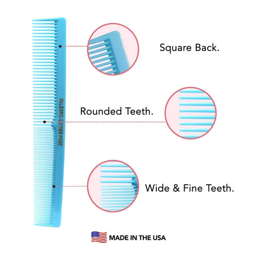 Vista 6 de Allegro Combs Peines de corte para peluqueros 420, peine para barba, bigote, para hombres, mujeres, niños pequeños, trenzados, separación del Azul