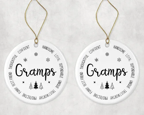 Vista 3 de Adorno descriptivo de abuelos, adorno de Navidad con los mejores abuelos, regalo de recuerdo de Navidad de hija o hijo, regalo de adorno