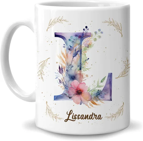 Vista 24 de Hyturtle Taza de café personalizada con inicial con nombre, monograma de cumpleaños, regalos de Navidad para niñas y mujeres, letra A del alfabeto