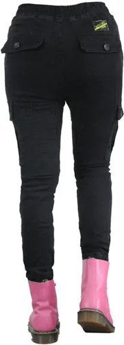 Vista 3 de Pantalones de motocicleta para mujer, leggings con relleno extraíble, detalles de bolsillo grande para aventura (color negro, talla: XXS)
