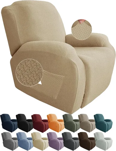 Vista 47 de JIVINER Fundas de sofá reclinable de 8 piezas, fundas elásticas de jacquard para sofá reclinable, fundas para sala de estar, protector suave de 3