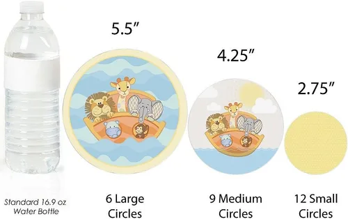 Vista 3 de Big Dot of Happiness Noah's Ark - Confeti circular gigante para baby shower o fiesta de cumpleaños, decoraciones para fiestas, confeti grande, 27