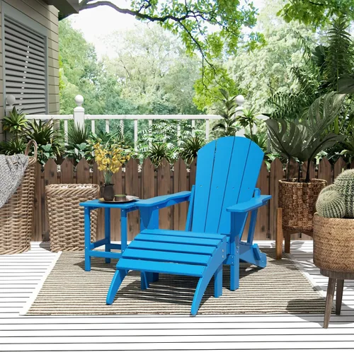Vista 46 de WestinTrends Malibu - Silla de salón para exteriores, juego de 2 sillas Adirondack con otomana, sillas plegables de madera de polietileno para todo