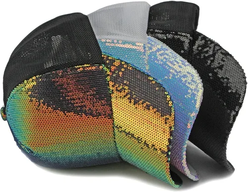 Vista 6 de FASHIXD Gorra de béisbol de malla para mujer, con lentejuelas, de verano, transpirable, para correr, deportes al aire libre