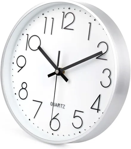 Vista 23 de jomparis Reloj de pared negro de 10 pulgadas, funciona con pilas, reloj de pared silencioso y sin tictac, reloj clásico para el hogar, oficina