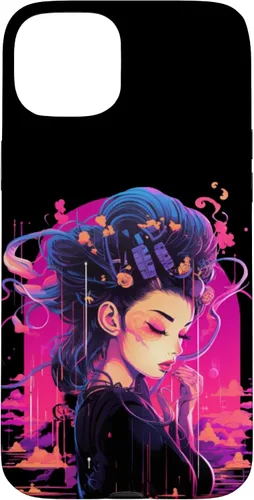 Vista 9 de iPhone 16 Japanese Geisha Retro Anime Cyberpunk Manga Synthwave Artsy Case