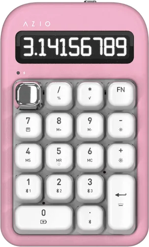 Vista 9 de AZIO IZO Calculadora mecánica inalámbrica y teclado numérico (Rojo/Oro) - Bluetooth 5.0 y USB, interruptor mecánico Gateron-Blue, 9 modos