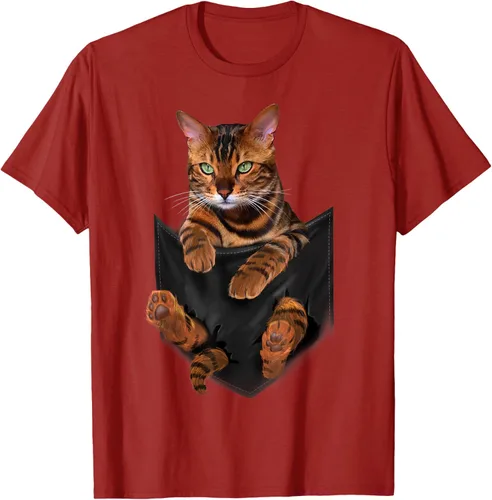 Vista 42 de Camiseta de bolsillo con estampado de tigre y gato Negro