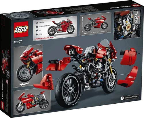 Vista 2 de LEGO Technic Ducati Panigale V4 R Motorcycle 42107 Juego de construcción – Kit coleccionable de modelo de exhibición de superbike con caja