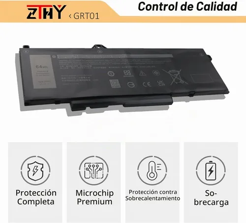 Vista 4 de Batería de repuesto para laptop 64Wh GRT01 para Dell Latitude 5421 5431