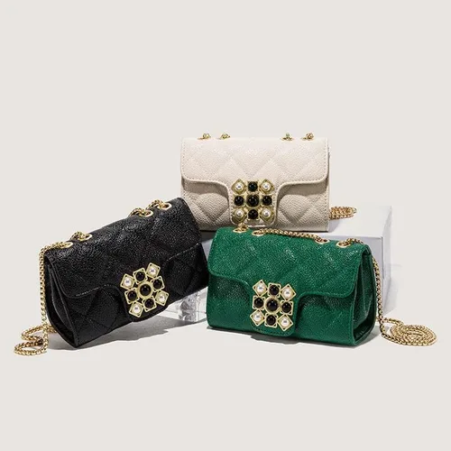 Vista 4 de Bolso cruzado acolchado para mujer, bolso de hombro de piel sintética con solapa, bolso cuadrado pequeño de cadena de moda, bolso de mano de noche