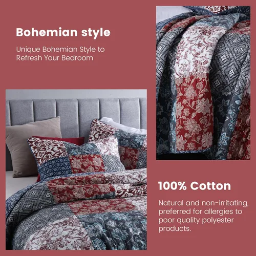 Vista 4 de Secgo Juego de edredón twin para cama - Edredones 100% algodón tamaño twin, colchas negras con 2 fundas de almohada, ropa de cama ligera reversible
