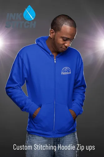 Vista 6 de INK STITCH Unisex 18600 Custom Stitching Diseña Tu Propia Sudadera Con Capucha Chaquetas Con Cremallera - Multicolores