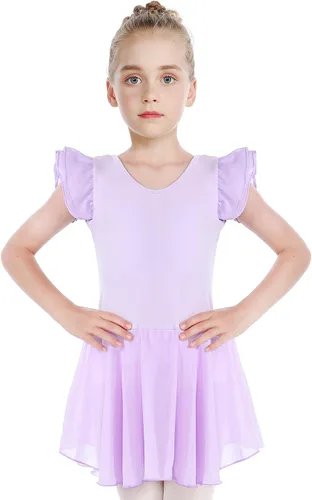 Vista 4 de HiDance Leotardos de ballet para niñas, vestido de baile de bailarina, leotardos de ballet con falda
