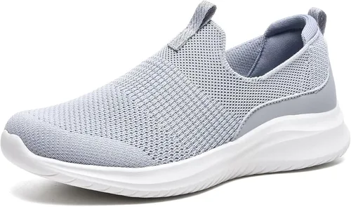 Vista 9 de TIOSEBON Zapatos deportivos para caminar sin cordones para mujer, de punto, de malla, cómodos, tenis 0c/todo negro