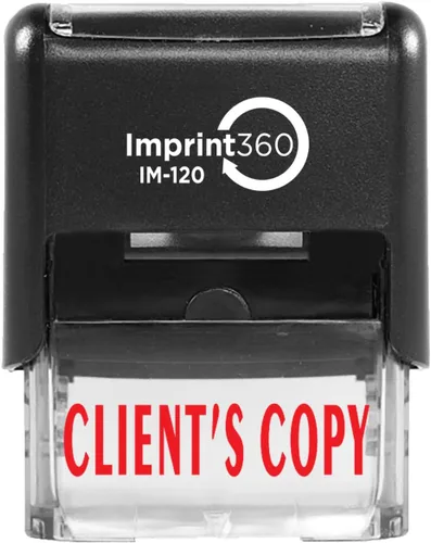 Vista 4 de Imprint 360 AS-IMP1001 - Copia Client S, sello de goma autoentintado de calidad comercial resistente, tinta roja, tamaño de impresión de 9/16" x
