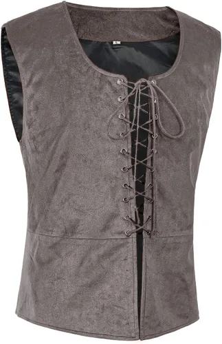 Vista 3 de Tyuduo Chaleco pirata medieval renacentista gótico steampunk para hombre