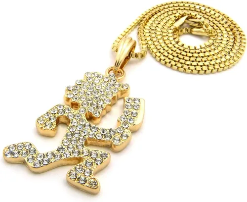 Vista 3 de Mens Cz Hip Hop Colgante 0.079 in 24" Caja Cadena Collar Oro, Plata, Negro (Dorado), Metal, Circonia cúbica