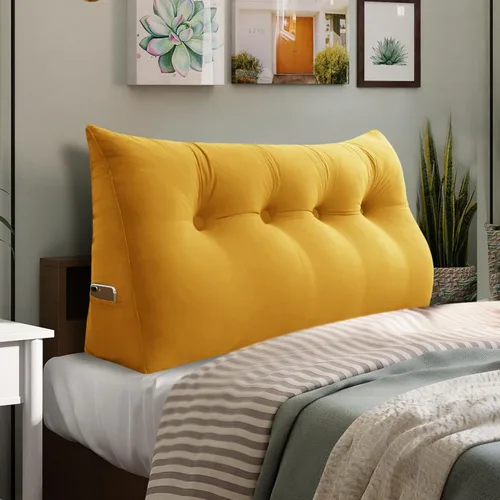 Vista 8 de Almohada de cuña doble gruesa de 8 libras para cabecero de dormitorio universitario, almohada de cuña de terciopelo con respaldo triangular