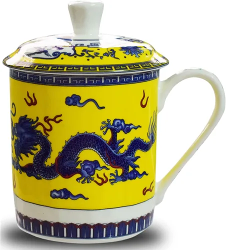 Vista 12 de Práctico sistema de elaboración de té chino gongfu en hebras y de café, para uso doméstico, en viajes y en la oficina, de porcelana de hueso, taza