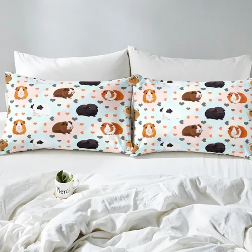 Vista 6 de Erosebridal Bonita sábana bajera ajustable de conejillo de indias, tamaño individual, sábanas kawaii con diseño de ratón para niños y niñas, ropa