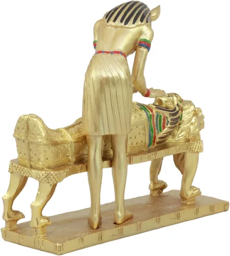 Vista 4 de Ebros Deidad egipcia antigua Anubis dorado embalsamamiento faraón Estatua de momia clásica Egipcia Dios de los muertos Guía de la escultura