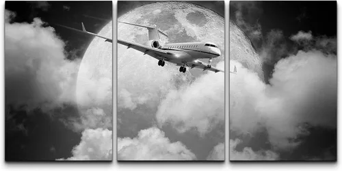 Vista 80 de wall26 Lienzo enmarcado para pared, juego de arte exótico tropical, océano, mar, avión, puesta de sol, transporte, fotografía, realismo, decorativo