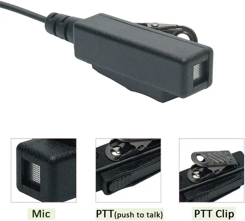 Vista 3 de Auricular de tubo acústico encubierto de 2 cables con micrófono PTT compatible con Motorola Ht1250 Ht750 HT1550 GP328 GP330 GP340 GP360 MTX850