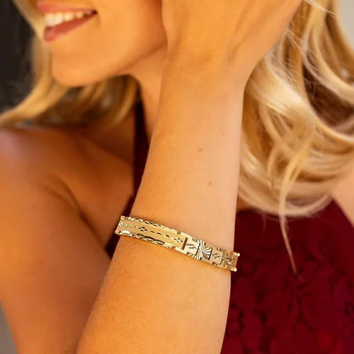 Vista 3 de LIFETIME JEWELRY Pulsera de identificación con corte de diamante de 0.472in para mujeres y hombres, chapado en oro de 24 quilates
