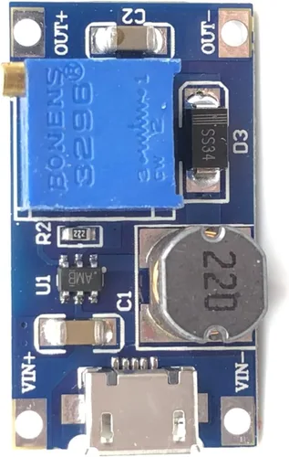 Vista 4 de DEVMO 5 unids DC-DC Regulador de voltaje Step-Up Boost Convertidor Placa de fuente de alimentación 2V-24V a 5V-28V 2A para MT3608 con Micro USB