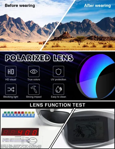 Vista 7 de Gafas de sol polarizadas envolventes de moda vintage para hombres y mujeres, gafas de sol futuristas para deportes al aire libre UV400