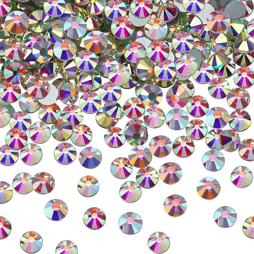 Vista 7 de SS20 AB Crystal Diamond Rhinestones Flat Back Round Rhinestones Cristales iridiscentes Redondas Perlas de Cristal Plano Trasero (2000 piezas)