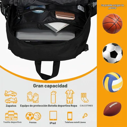 Vista 4 de Goloni Soccer Backpack,Basketball Backpack with Ball Compartment & Shoe Compartment,Backpack for Basketball,Soccer