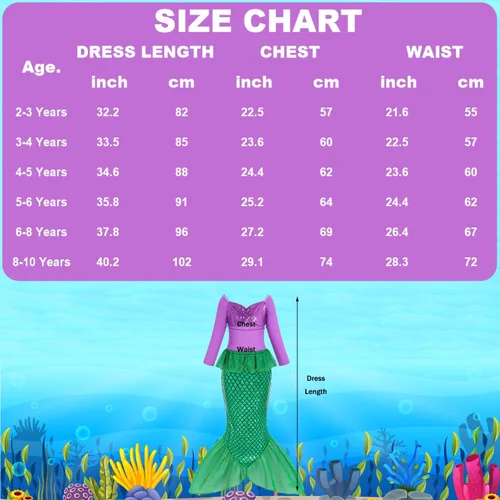 Vista 7 de Disfraz de sirena para niñas, disfraz de Halloween para niñas, disfraz de princesa Ariel, fiesta de cumpleaños