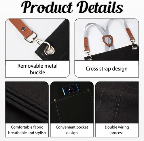 Vista 3 de Delantal personalizado: delantales personalizados para hombres y mujeres, delantal de cocina ajustable con texto y foto, regalos para hornear