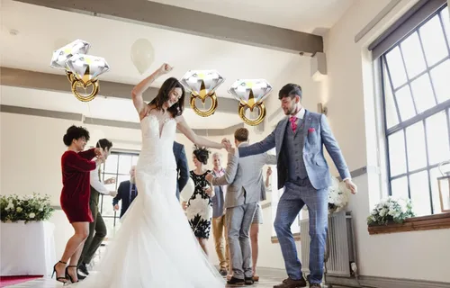 Vista 5 de 2 globos de aluminio con anillo de diamantes, suministros para bodas, despedidas de soltera, matrimonios, compromisos