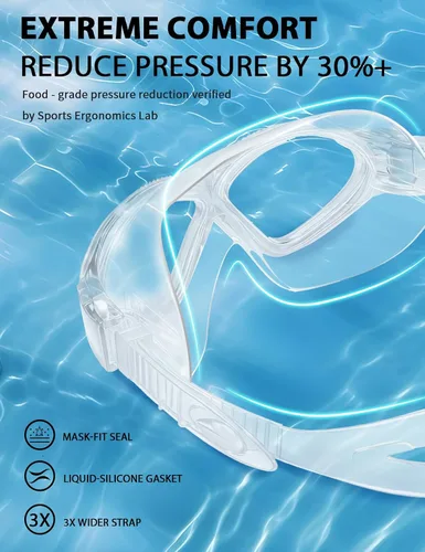 Vista 2 de Gafas de natación para adultos, gafas de natación de silicona líquida antivaho para hombres y mujeres con visión clara de 180° y antiniebla/UV