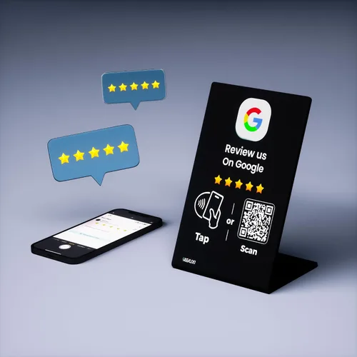 Vista 5 de Soporte de revisión de Google (2 piezas) - Boost Google Reviews con soporte reutilizable para tarjetas de Google Review Tap y soporte de código QR